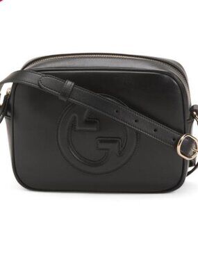 Gucci Black Embossed Interlocking GG Leather Shoulder Bag
